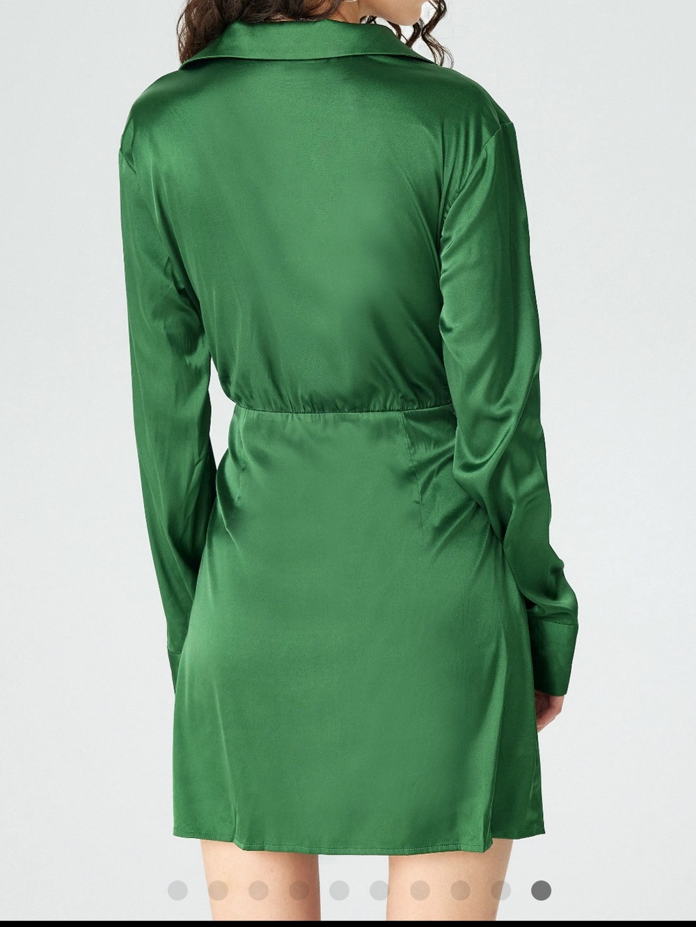 Cider Dirty Martini Green Satin Wrap Shirt Dress SOLD OUT ONLINE - Picture 8 of 11
